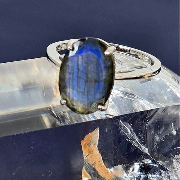 925 Sterling Silver Ring Sz 8.75 with Natural Labradorite 14x10mm Gemstone. - Picture 10 of 10